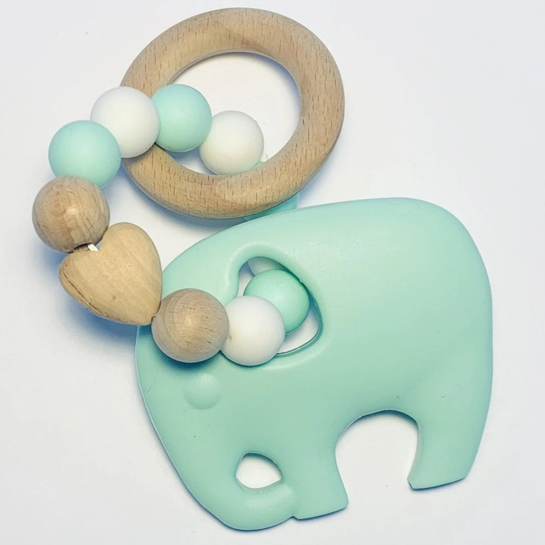 Sugar + Maple Silicone + Beechwood Teether Elephant