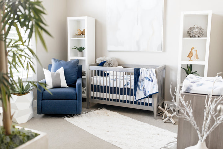 Oilo Solid Crib Skirt | Indigo