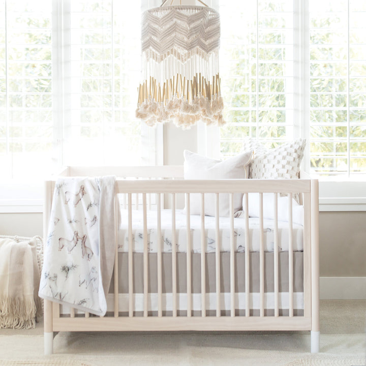 Oilo Solid Crib Skirt | Dove Taupe