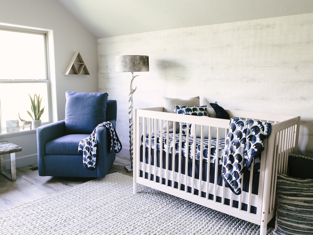 Oilo Solid Crib Skirt | Indigo