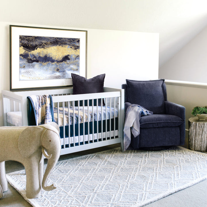 Oilo Solid Crib Skirt | Indigo