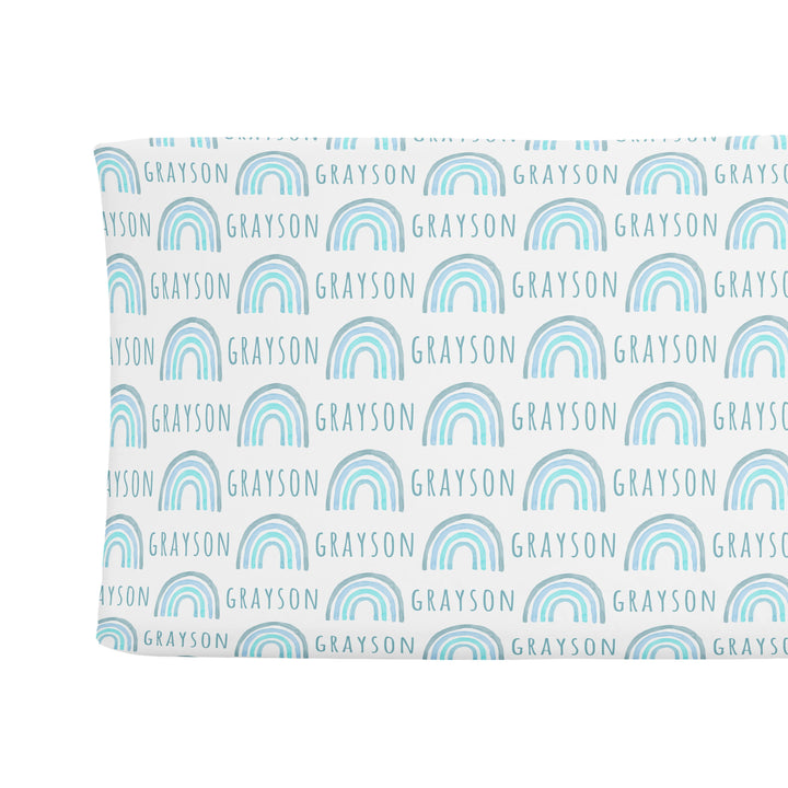 Sugar + Maple Changing Pad Cover - Rainbow Blue